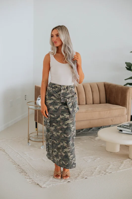 Shop Our Looks Peyton Hidden Denim Skirt - Camouflage