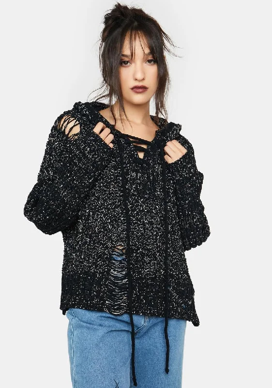 All Season Basics Discount Grim Keep It Real Distressed Sweater