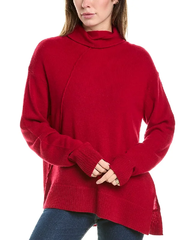 Seasonal Fashion Hannah Rose Asymmetrical Funnel Neck Cashmere Tunic Sweater