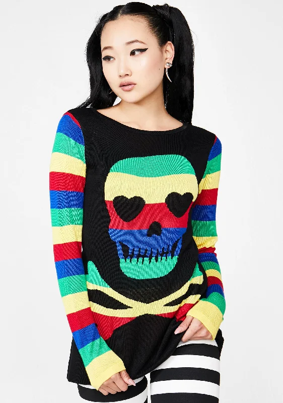 Seasonal Style Discounts Sweet Lovely Death Rainbow Sweater