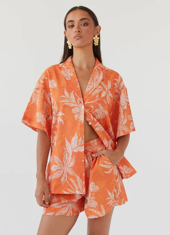 Style Your Wardrobe Sweet Relief Linen Shorts - Tropic Sunset