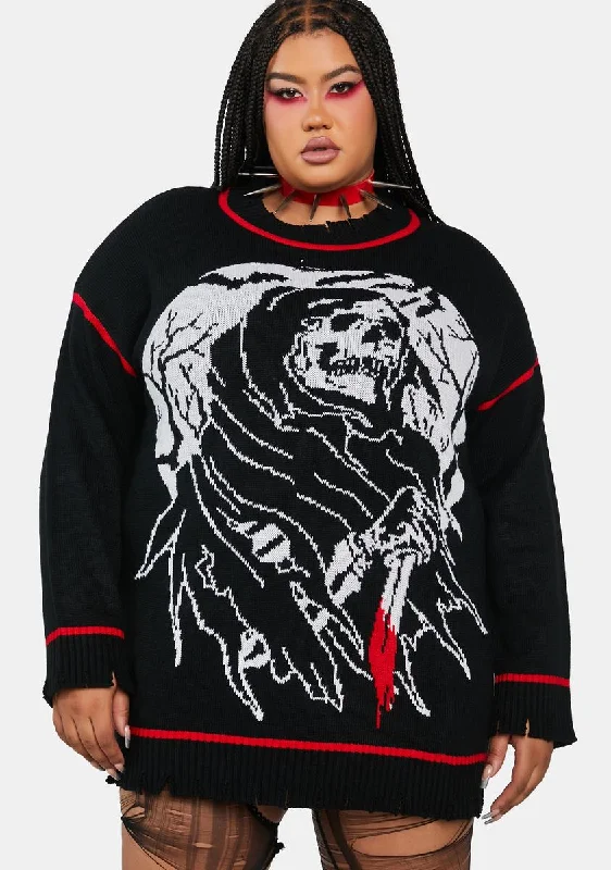 Budget-Friendly Fashion Plus Fear The Reaper Oversized Sweater