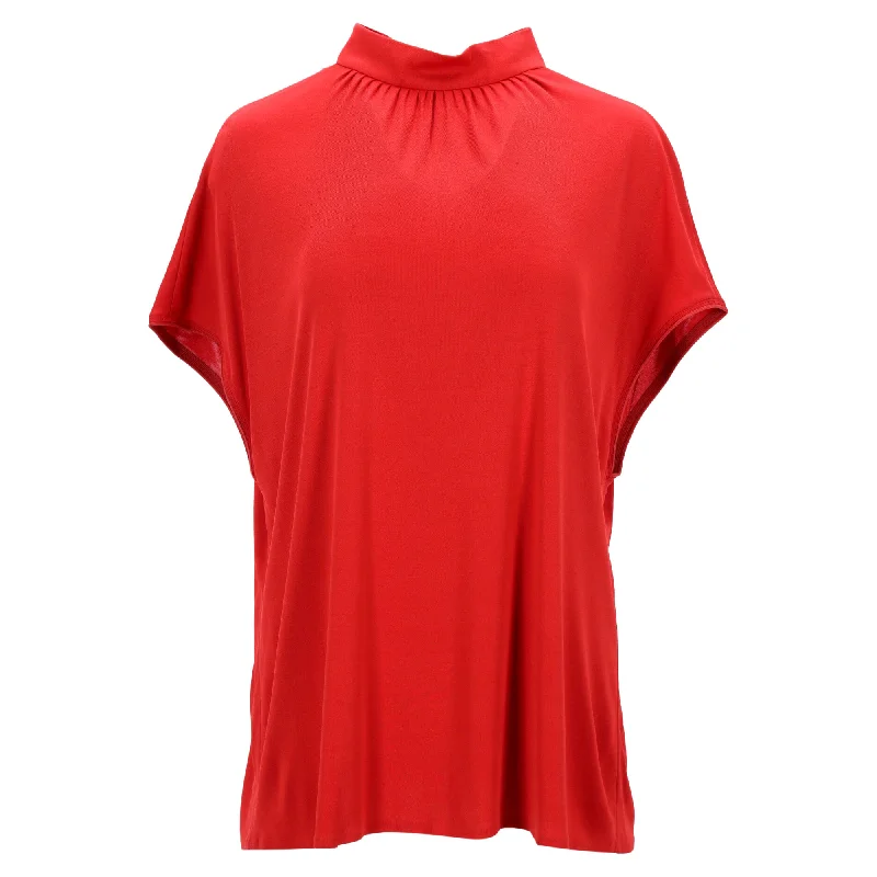 Elegant Clothing Loro Piana Short Sleeve Blouse in Red Viscose