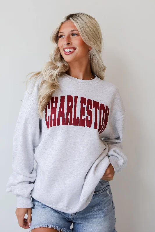 Latest Fashion Heather Grey Charleston Block Letter Sweatshirt