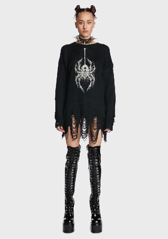 Luxury Style Weeping Widow Embroidered Sweater