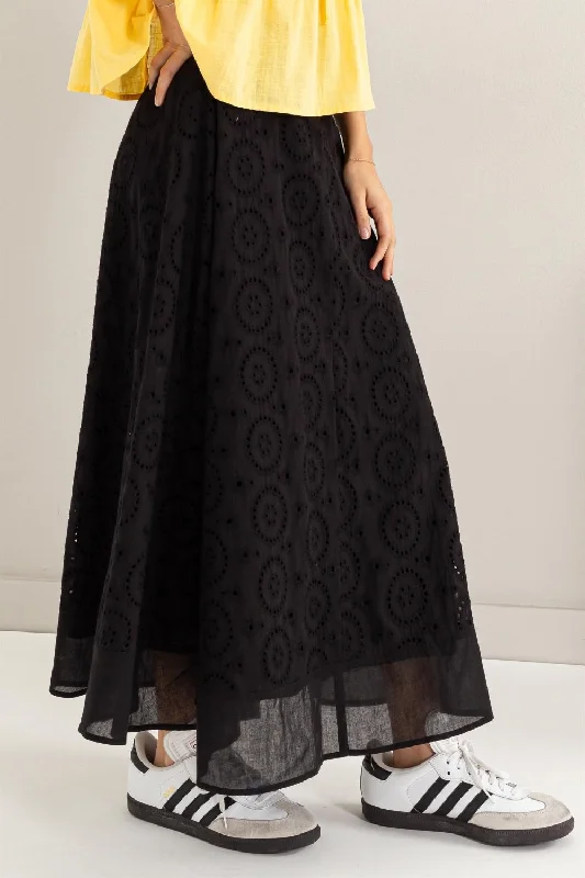 Chic Style Hot Girl HYFVE Eyelet High-Waist Midi Skirt