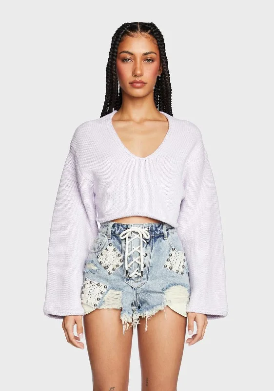 Seize Bargains Lavender Watch Me Work It Crop Sweater