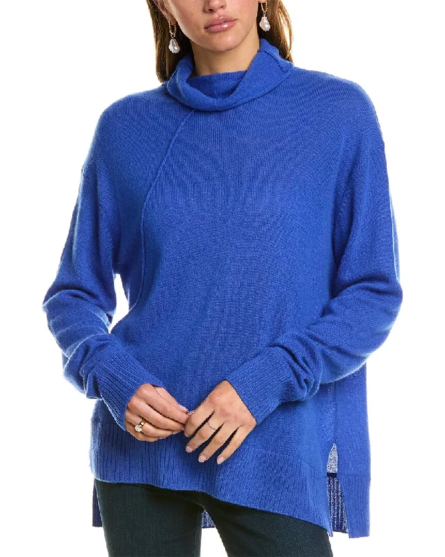Chic Styles Hannah Rose Asymmetrical Funnel Neck Cashmere Tunic Sweater