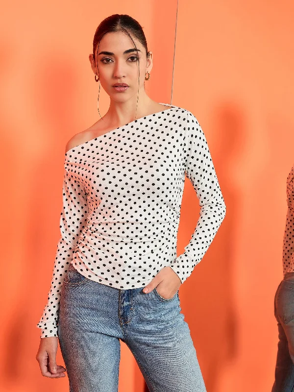 Relaxed Style Stretchable Asymmetrical Ruched Top