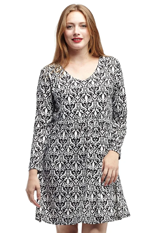 Hot Trends La Cera Baroque Print Pullover Tunic Top