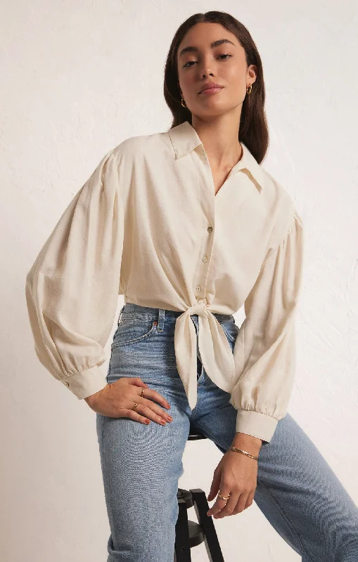 Vintage Style Deals Tegan Tie Front Top