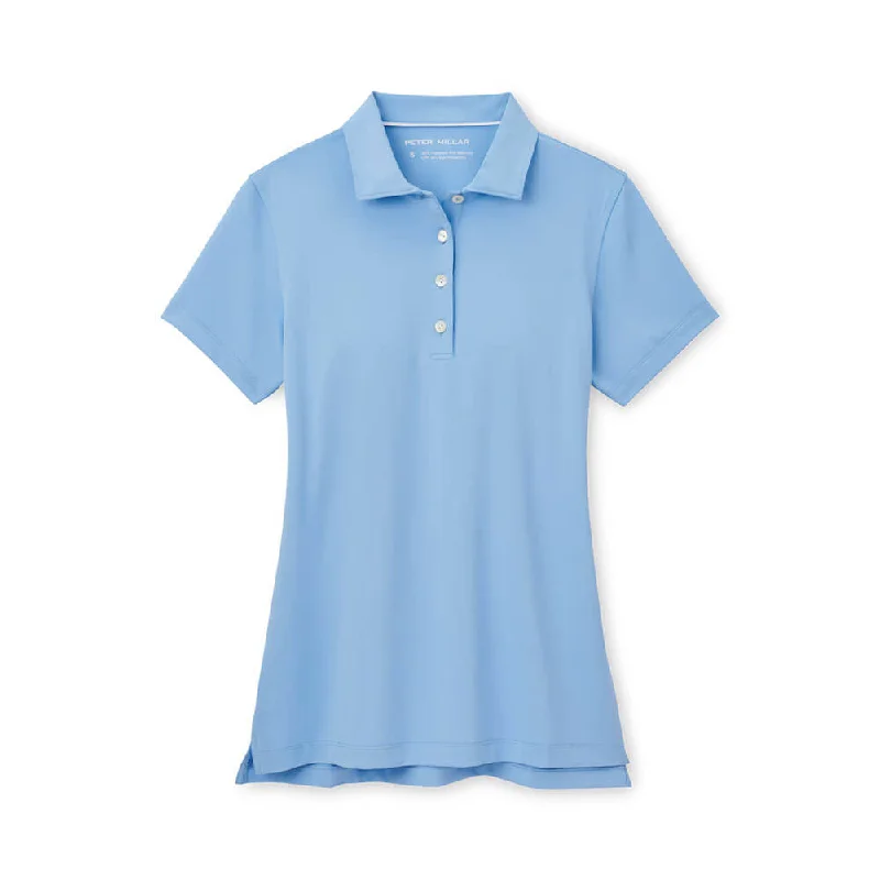 Huge Price Cuts On Your Must-Haves Peter Millar Women's Short Sleeve Button Polo Top - Cottage Blue