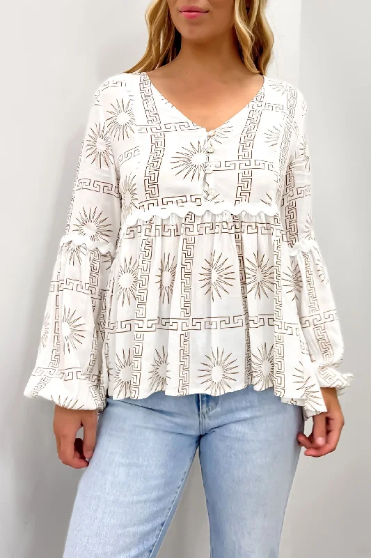 Mid-Week Savings Extended Through The Weekend Jacqui Top White Latte Aztec