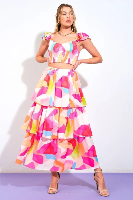 Weekend-Only Price Drops ABSOLUTE EDGE PINK WOVEN TOP AND SKIRT