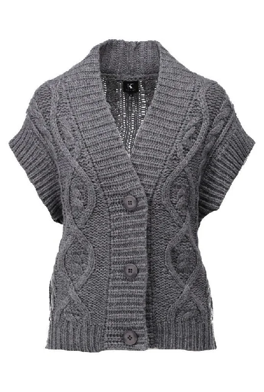 Affordable Luxury Fashion K Design Z811 Cable Knit Grey Top
