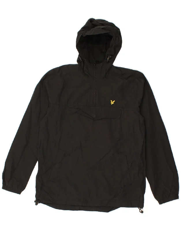Premium Fabrics LYLE & SCOTT Womens Hooded Anorak Jacket UK 14 Medium Black Cotton