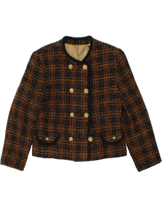 Vintage-Inspired Women's Apparel ST MICHAEL Womens Double Breasted Blazer Jacket UK 12 Medium Brown Check Vintage-Inspired Women's Apparel ST MICHAEL Womens Double Breasted Blazer Jacket UK 12 Medium Brown Check