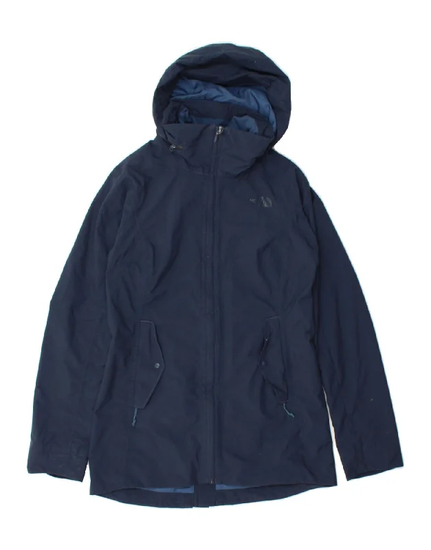 Vintage Fashion THE NORTH FACE Womens Hooded Rain Jacket UK 10 Small Navy Blue Nylon