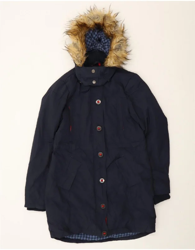 Chic Women's Attire FAT FACE Womens Hooded Padded Coat UK 12 Medium  Navy Blue Nylon