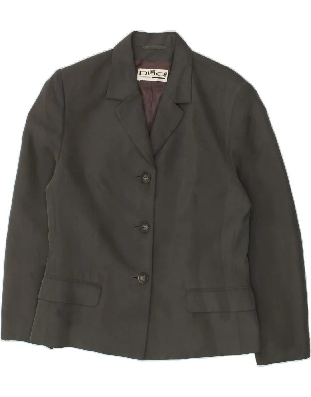 Trendy Women's Fashion VINTAGE Womens 3 Button Blazer Jacket EU 40 Medium Grey Polyester
