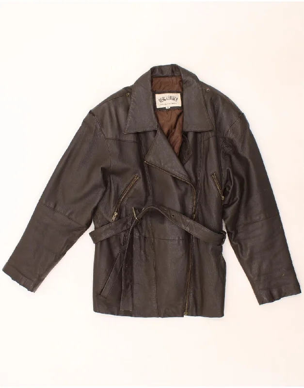Minimalist Women's Fashion Clothing VINTAGE Womens Leather Jacket EU 36 Small Brown Leather