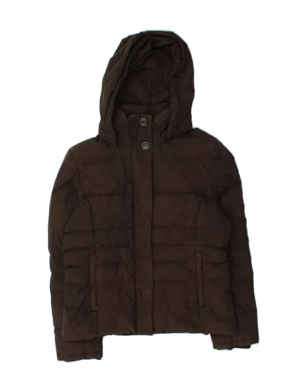 Women's Resort Apparel WOOLRICH Womens Hooded Padded Jacket UK 14 Medium Brown Nylon Women's Resort Apparel WOOLRICH Womens Hooded Padded Jacket UK 14 Medium Brown Nylon