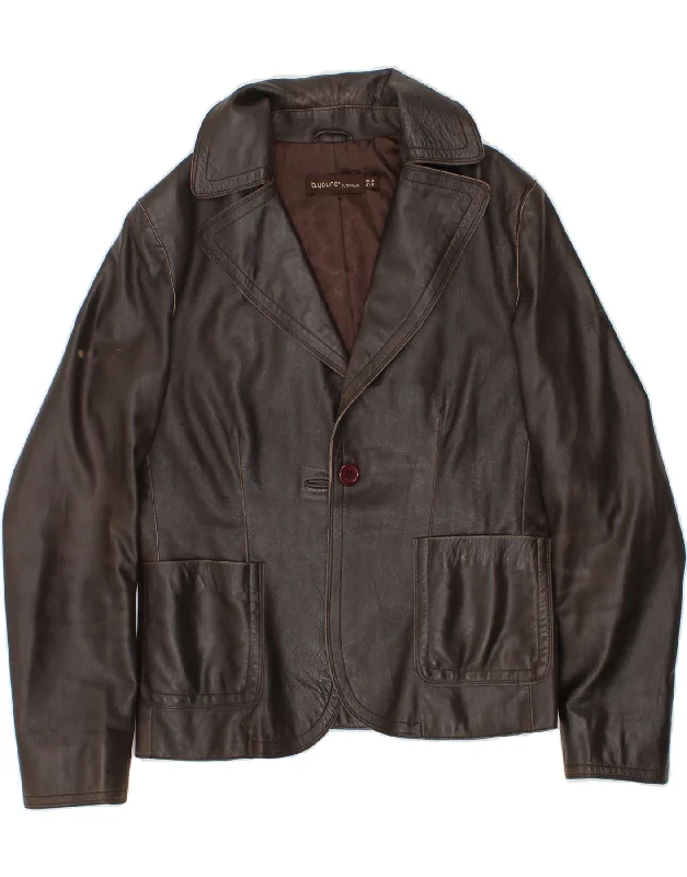 Flash Discount VINTAGE Womens Leather Jacket IT 38 XS Brown Leather