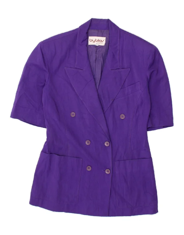 Comfortable Casual Wear BYBLOS Womens Double Breasted Blazer Jacket IT 42 Medium Purple