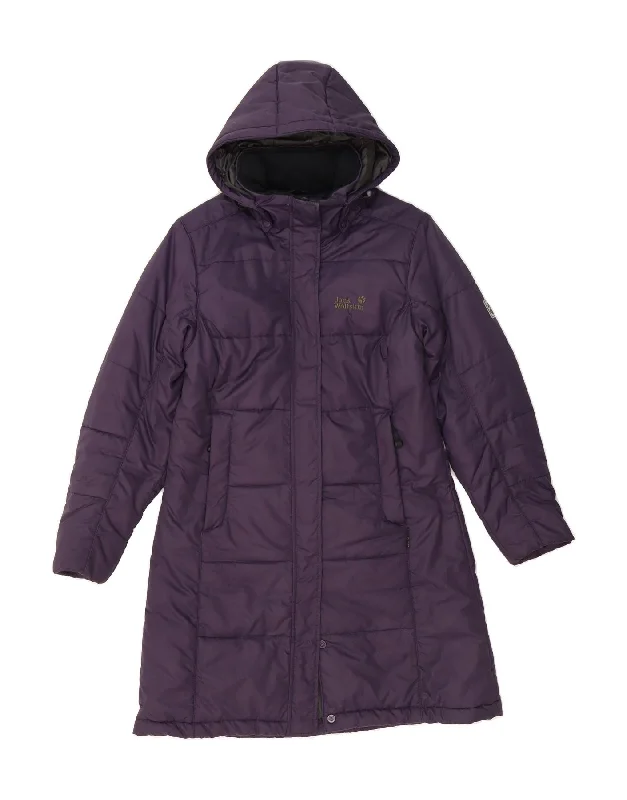 Women's Casual Outfit JACK WOLFSKIN Womens Hooded Padded Coat UK 12/14 Medium Purple Polyester