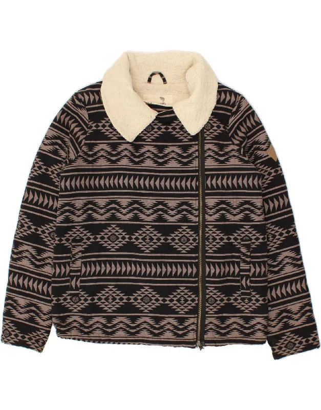 Women's Contemporary Apparel ANIMAL Womens Sherpa Jacket US 10 Large Black Fair Isle Cotton