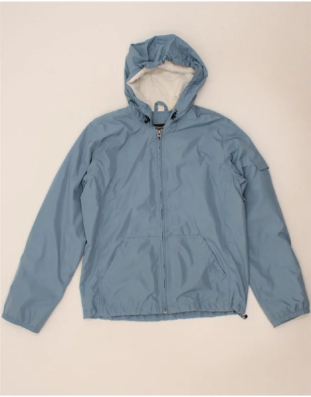 Timeless Elegance EDDIE BAUER Womens Hooded Rain Jacket UK 14 Medium Blue Polyester