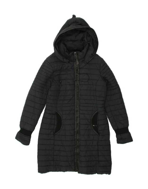 Women's Stylish Professional Apparel KHUJO Womens Hooded Padded Coat UK 14 Medium Navy Blue