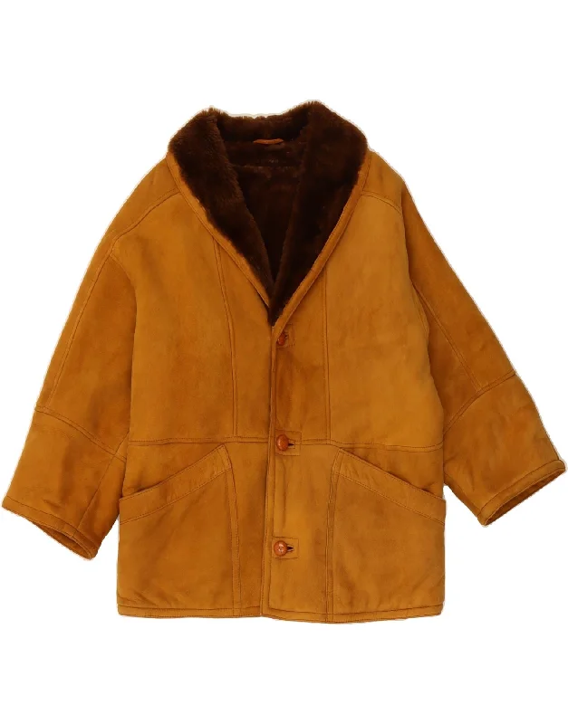 Business Casual Outfits VINTAGE Womens Shearling Coat UK 18 XL Brown
