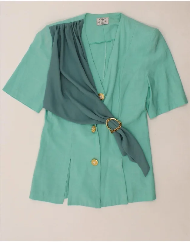 Online Boutiques Affordable VINTAGE Womens 3 Button Short Sleeve Blazer Jacket UK 12 Medium Turquoise Online Boutiques Affordable VINTAGE Womens 3 Button Short Sleeve Blazer Jacket UK 12 Medium Turquoise