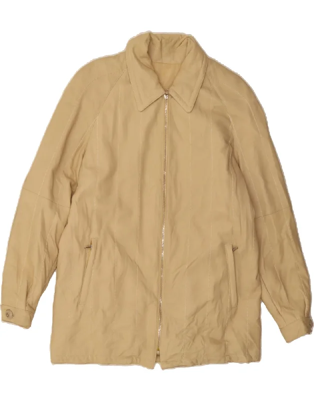 Latest Fashion for Women VINTAGE Womens Leather Jacket EU 42 Large Beige