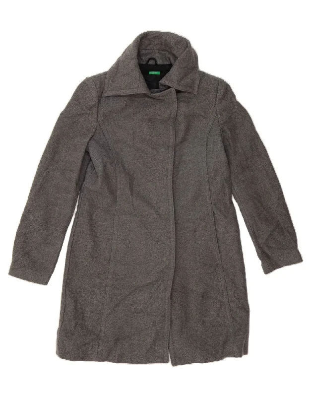 Women's Layered Outfit BENETTON Womens Overcoat IT 44 Medium Grey Wool