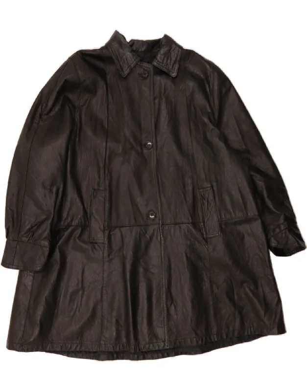 Women's Evening Wear VINTAGE Womens Oversized Leather Coat UK 16 Large Black Leather Women's Evening Wear VINTAGE Womens Oversized Leather Coat UK 16 Large Black Leather