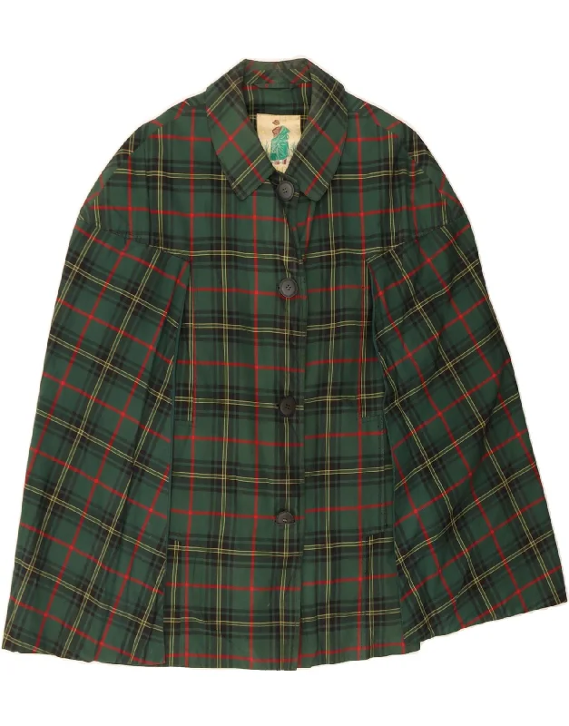 Women's Professional Attire VINTAGE Womens Cape Coat One Size Green Check