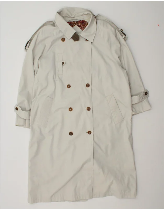 Sale For Women VINTAGE Womens Double Breasted Trench Coat UK 18 XL Grey Polyester