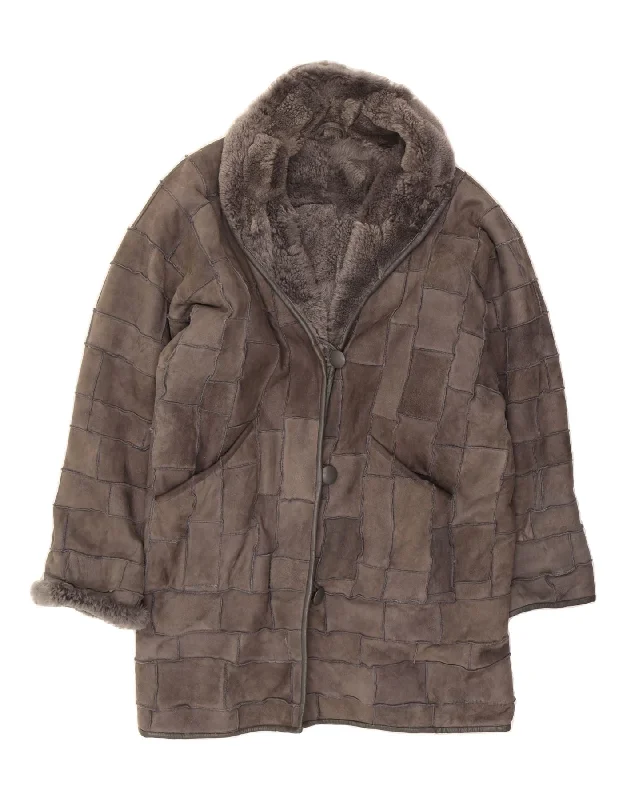 Women's Athletic Clothes VINTAGE Womens Oversized Coat UK 14 Medium Grey Patchwork Shearling Women's Athletic Clothes VINTAGE Womens Oversized Coat UK 14 Medium Grey Patchwork Shearling
