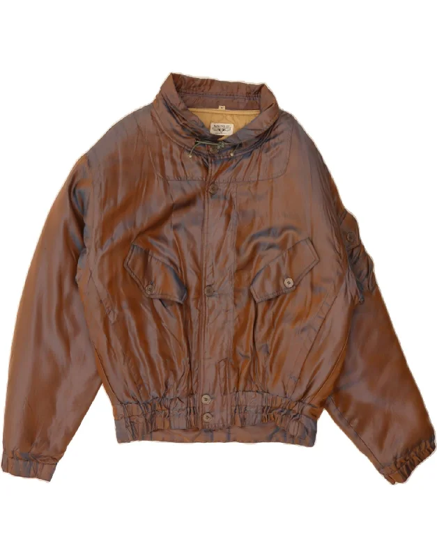 Women's Wardrobe Apparel VINTAGE Womens Bomber Windbreaker Jacket UK 14 Medium Brown Viscose Women's Wardrobe Apparel VINTAGE Womens Bomber Windbreaker Jacket UK 14 Medium Brown Viscose