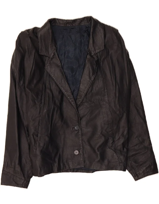 Women's Weekend Outfit VINTAGE Womens Leather 2 Button Blazer Jacket IT 44 Medium Black Leather Women's Weekend Outfit VINTAGE Womens Leather 2 Button Blazer Jacket IT 44 Medium Black Leather