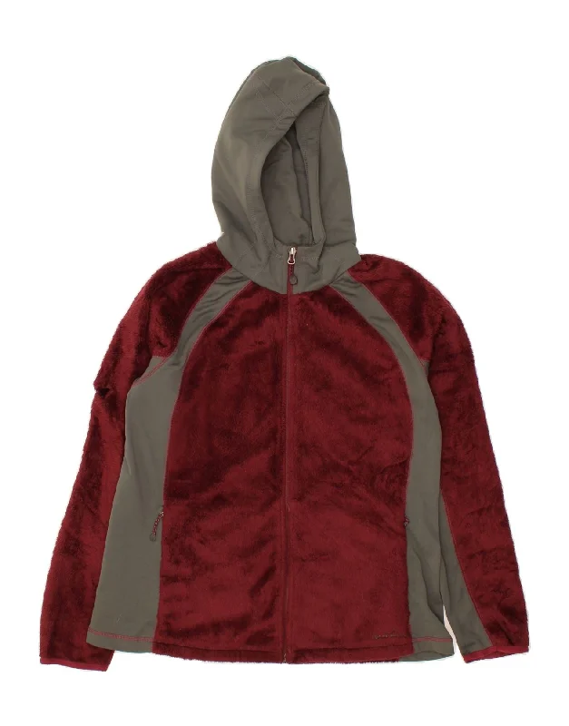 Timeless Elegance EDDIE BAUER Womens Hooded Fleece Jacket UK 18 XL Red Colourblock Polyester