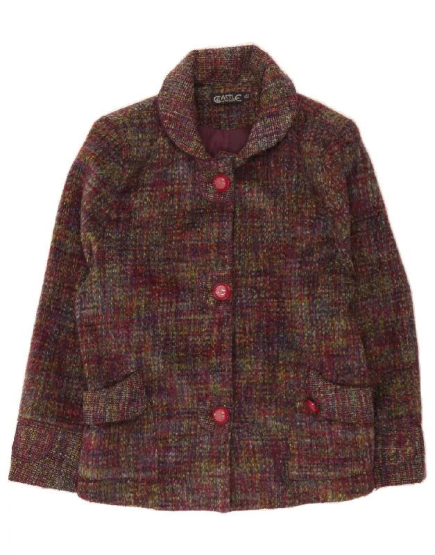 Women's Holiday Clothing CASTLE OF IRELAND Womens Overcoat UK 16 Large Purple Wool