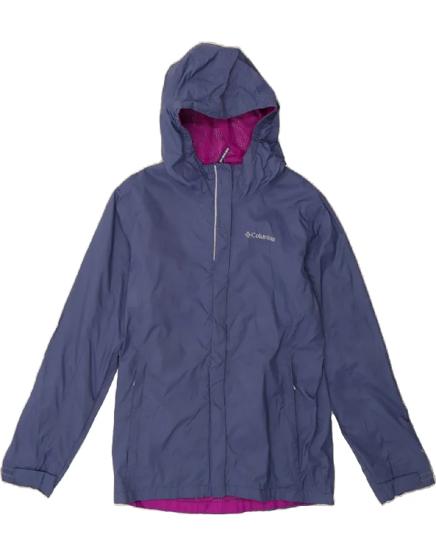 Timeless Elegance COLUMBIA Womens Hooded Raincoat UK 16 Large Blue Nylon
