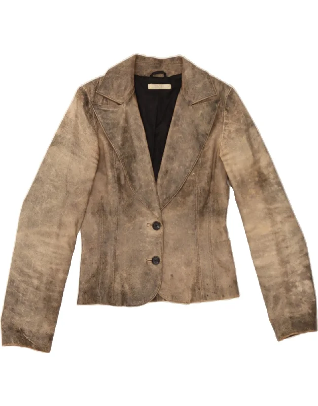 Women's Attire VINTAGE Womens 2 Button Leather Blazer Jacket EU 36 Small Brown Leather Women's Attire VINTAGE Womens 2 Button Leather Blazer Jacket EU 36 Small Brown Leather
