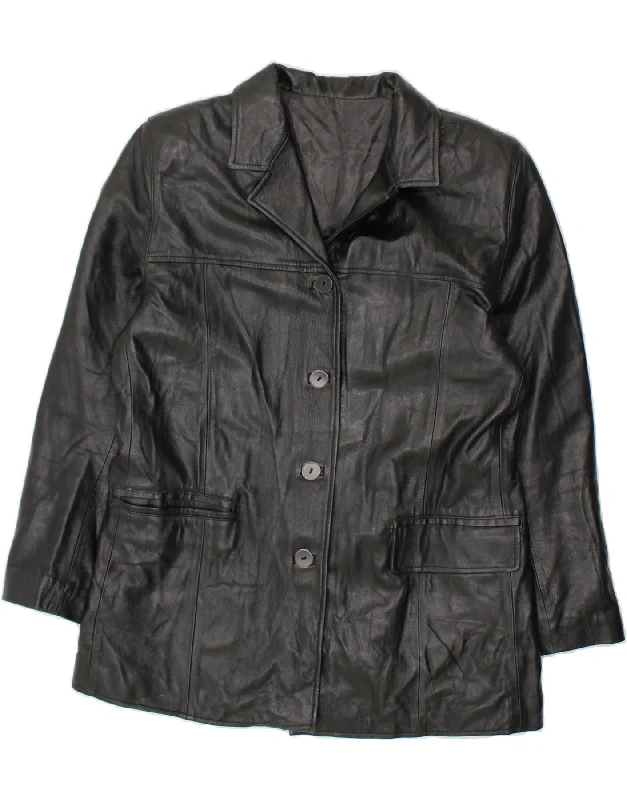 Boutique Dress Online VINTAGE Womens Leather Jacket UK 14 Medium Black Leather