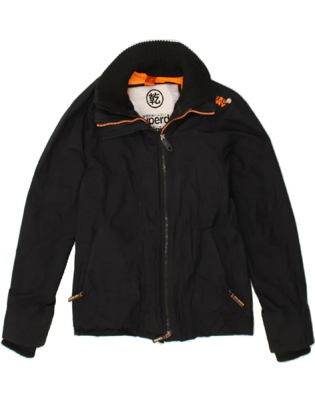 Relaxed Style SUPERDRY Womens The Windcheater Windbreaker Jacket UK 14 Medium Black