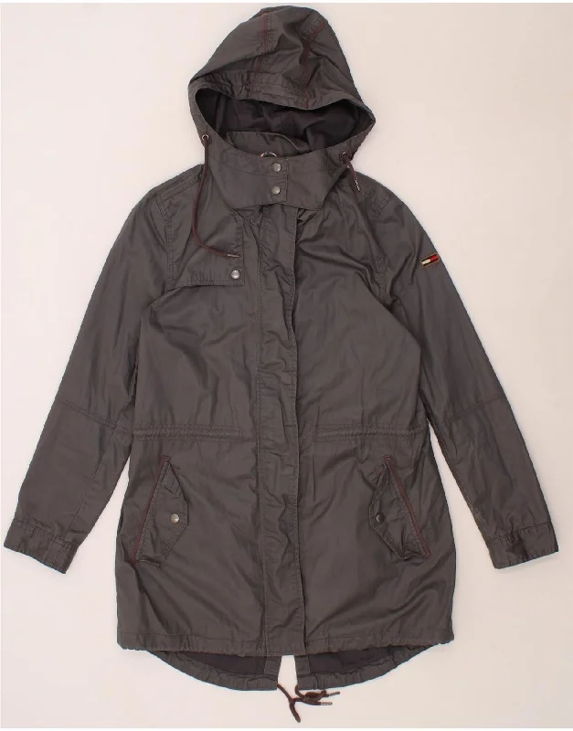 Comfortable Casual Wear TOMMY HILFIGER Womens Hooded Parka Jacket UK 14 Medium Grey Cotton