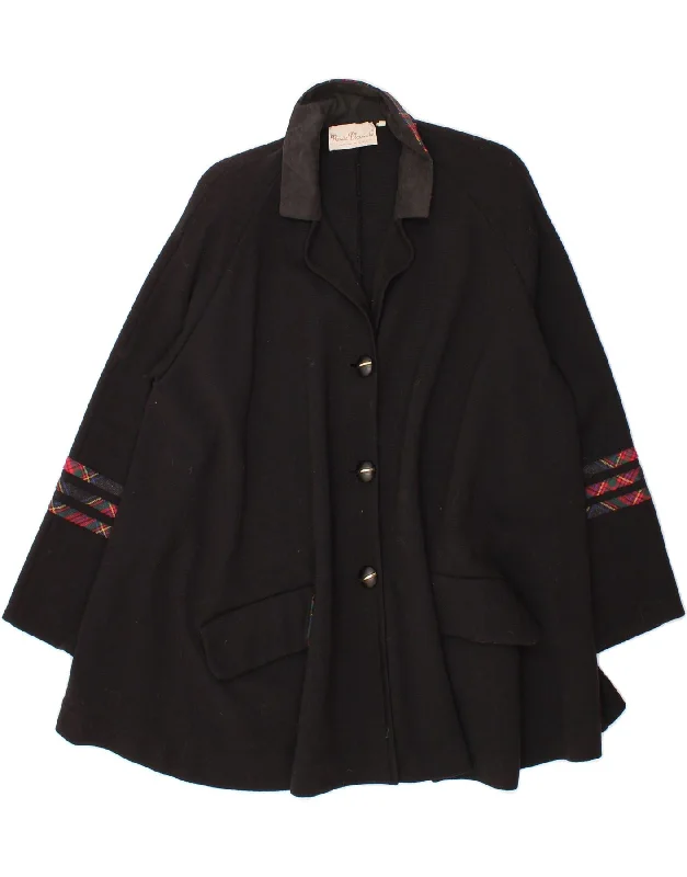 Clothes For Woman VINTAGE Womens Oversized Knit Overcoat IT 46 Large Black Virgin Wool Clothes For Woman VINTAGE Womens Oversized Knit Overcoat IT 46 Large Black Virgin Wool